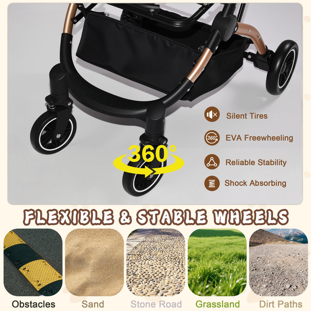 2-in-1 Foldable Pet Stroller with Detachable Carrier and Sun Canopy - Gray