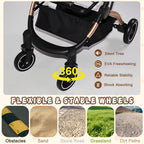 2-in-1 Foldable Pet Stroller with Detachable Carrier and Sun Canopy - Gray