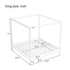 Canopy Bed Frame 4 Poster Platform Bed with Slats Support - Light Brown