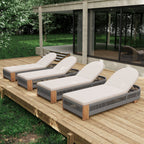 Outdoor Chaise Lounge Chair with Adjustable Backrest and Cushion - Beige