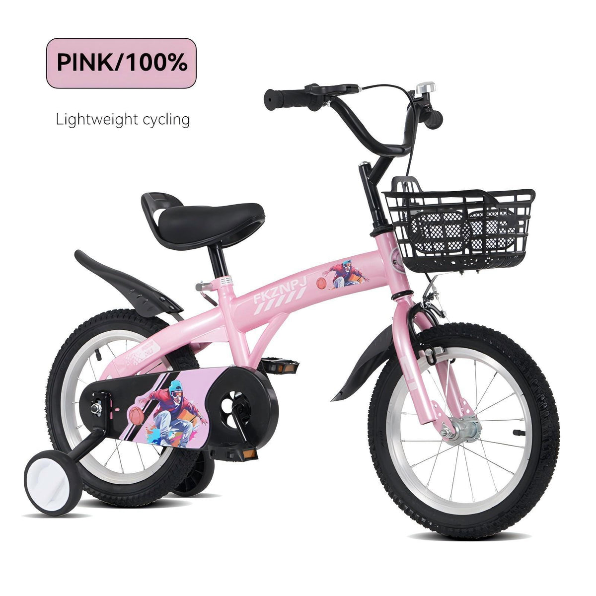 16-Inch Sporty Kids Cruiser Bike with Training Wheels - Green or Pink