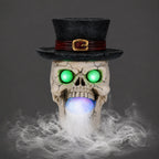LED Light-Up Skull with Mist Maker - Resin Halloween Decor