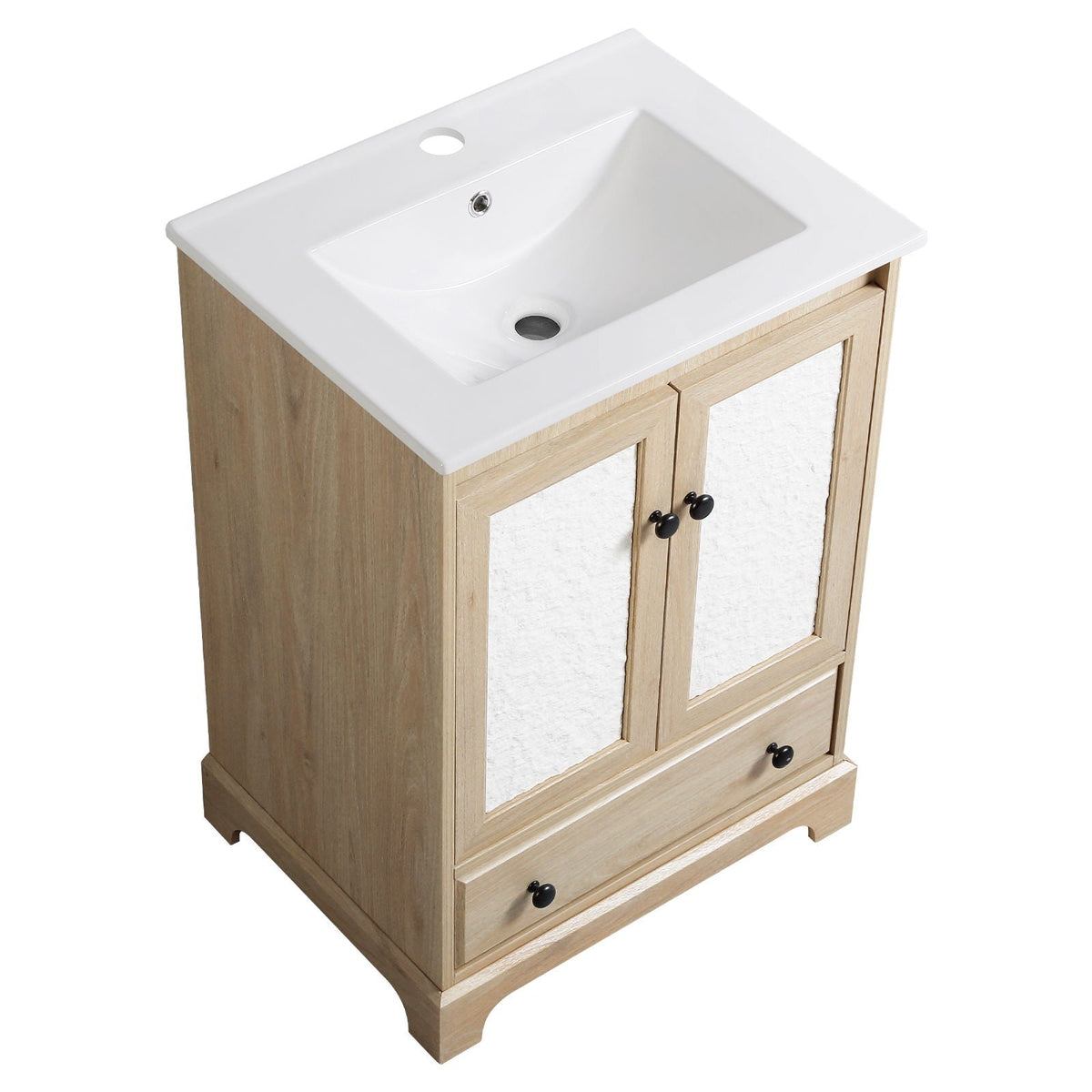 Bathroom Vanity with Porcelain Basin and 1 Drawer - Brown