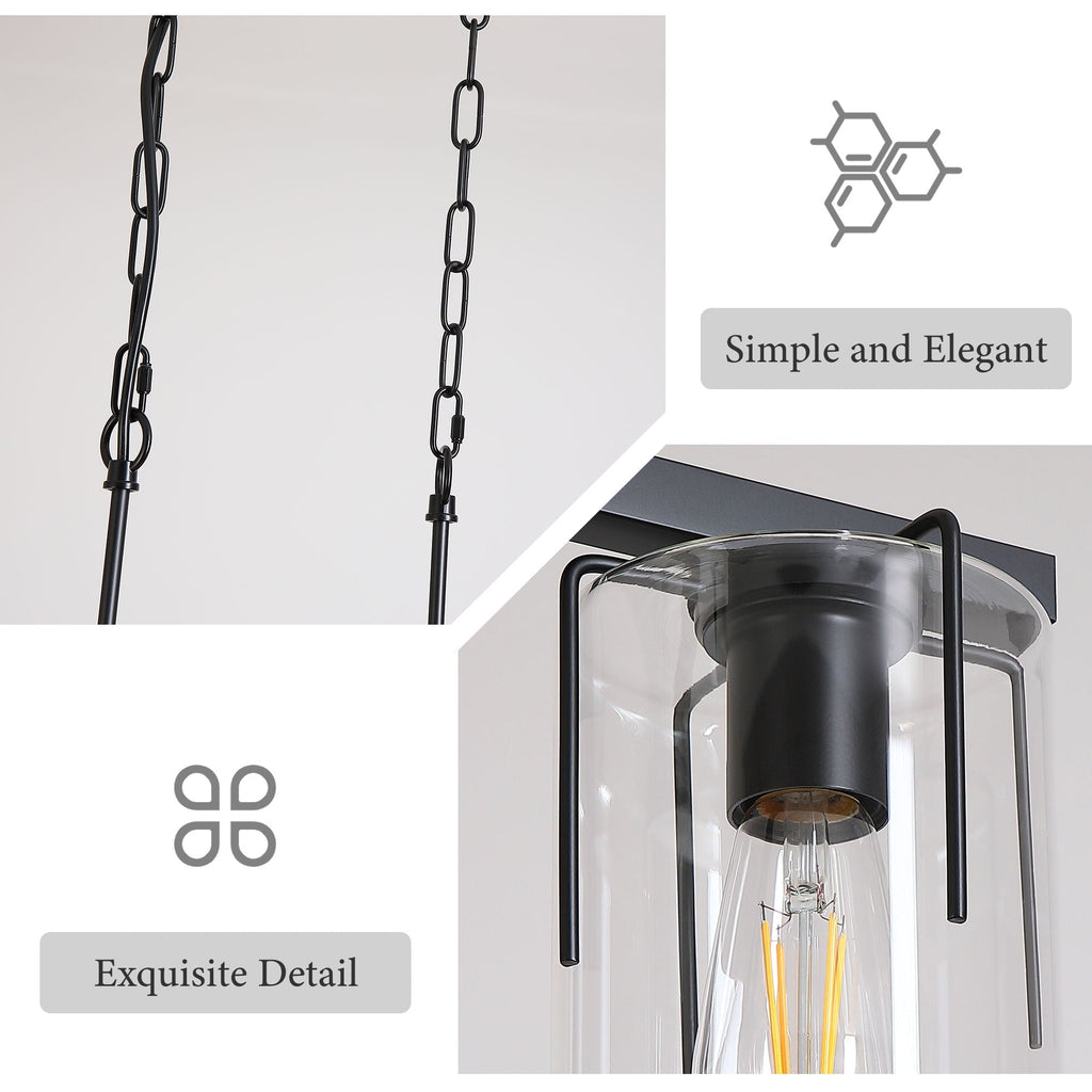 Adjustable Pendant Lighting with Clear Glass Shade - Black or Gold