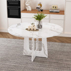 Round Dining Table For 4 with Wood & Iron Construction - Dark Brown or White