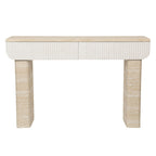 Entryway Table with 2 Hidden Handle Drawers – Beige / Yellow