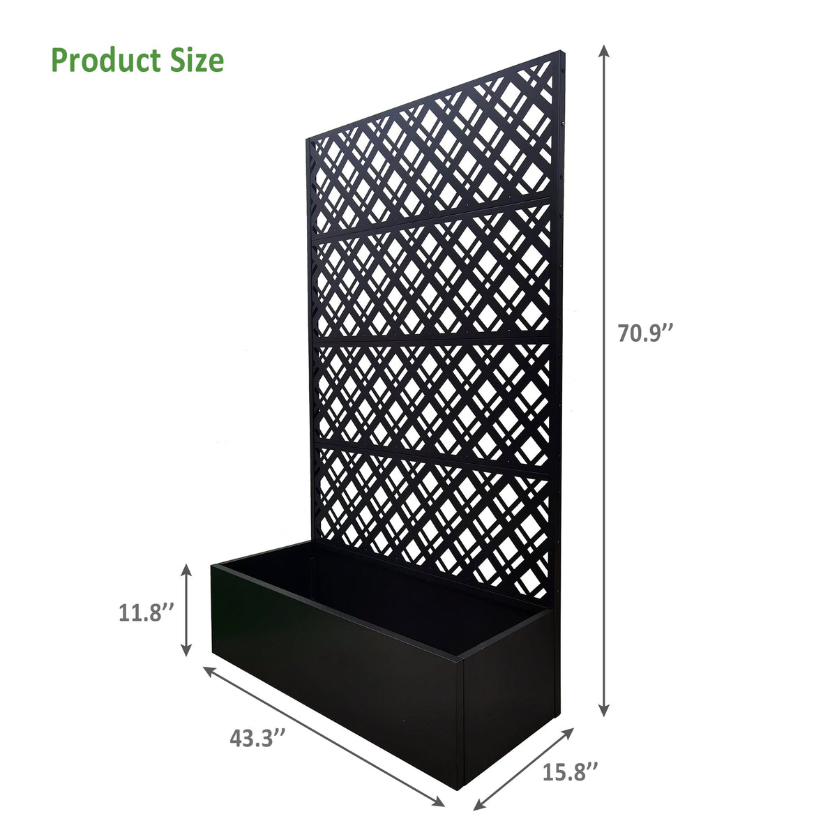 Metal Planter Raised Garden Bed with Trellis - Iron