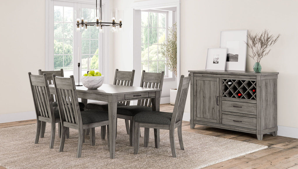 Rustic Dining Table with 2 Storage Drawers and Leaf - Gray