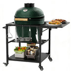 Outdoor Grill Table with Wheels and Storage Shelf - Black