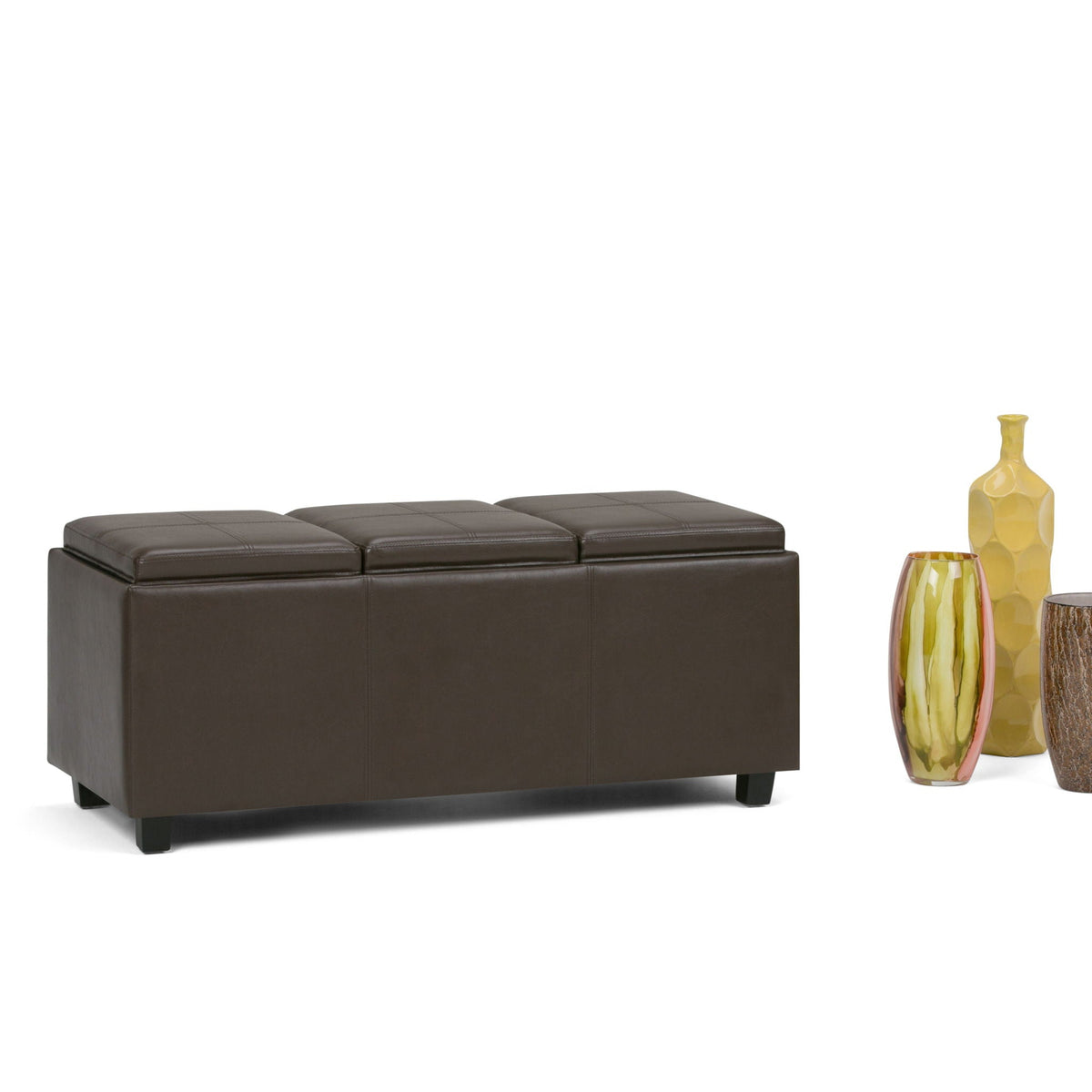 Avalon Upholstered Storage Ottoman with Flip-Over Serving Trays - Multiple Colors