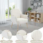 Upholstered Accent Armchair with Shell-Shaped Design - Multiple Colors