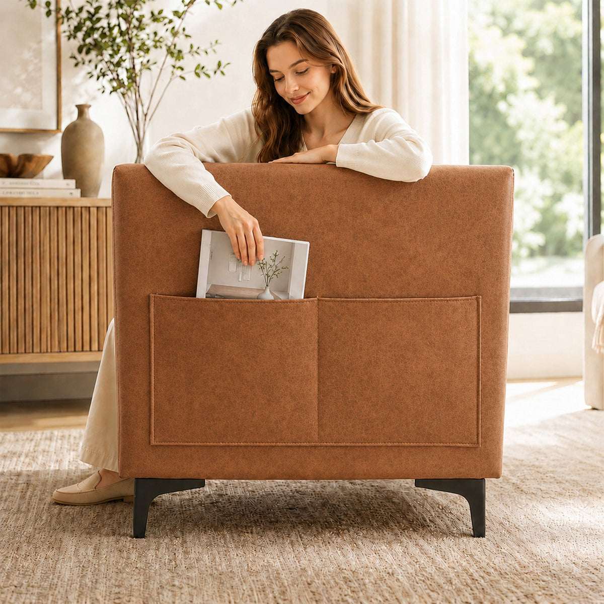 Elegant Button Tufted Sofa with Metallic Legs - Faux Leather