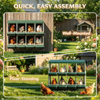 Metal Chicken Egg Laying Boxes with 8 Compartments and Waterproof Roof - Metallic