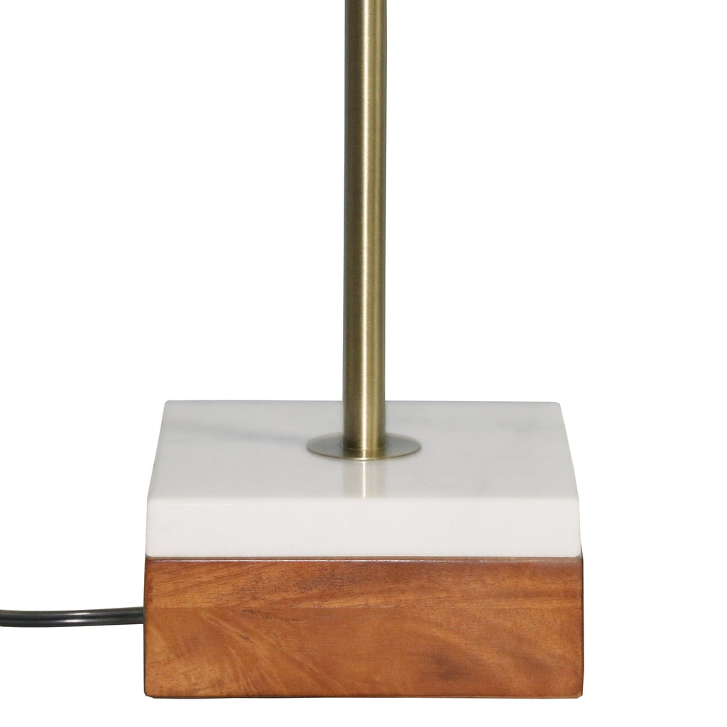 Gold Floor Lamp with Marble Base and Imitation Leather Shade