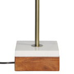Gold Floor Lamp with Marble Base and Imitation Leather Shade