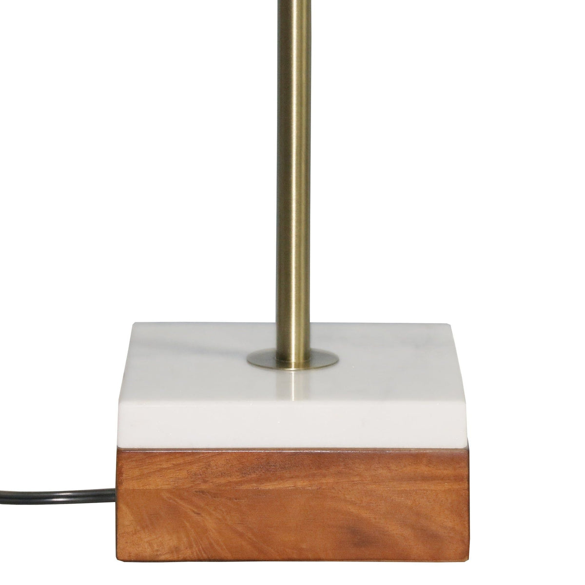 Gold Floor Lamp with Marble Base and Imitation Leather Shade