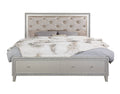 Pearl Silver Storage Bed with LED Lighting and Drawers