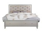 Pearl Silver Storage Bed with LED Lighting and Drawers