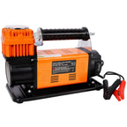Heavy Duty 12V Air Compressor with Pressure Gauge – Black / Orange