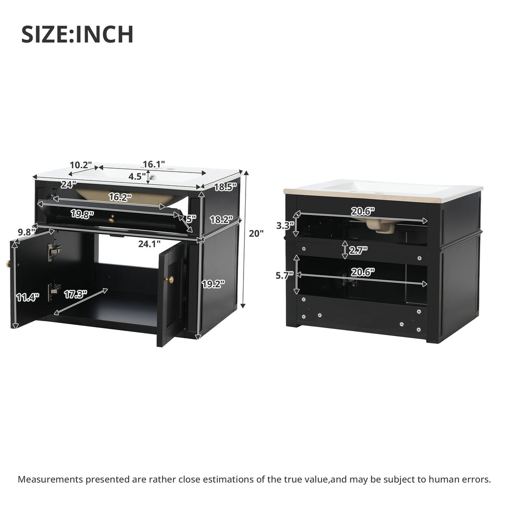 24" Wall Mounted Modern Bathroom Vanity