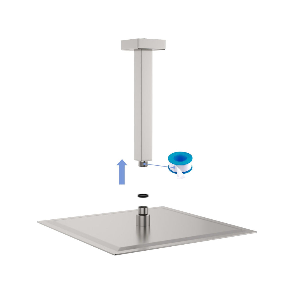 Premium 8" Ceiling Mounted Shower Arm with Flange - Black or Gray