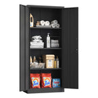 Heavy Metal Garage Storage Cabinet with Locking Doors - Black or White