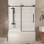 Frameless Shower Door with Tempered Glass - Black