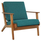 Modern Genuine Lounge Chair with Mid-Century Design - Light Blue