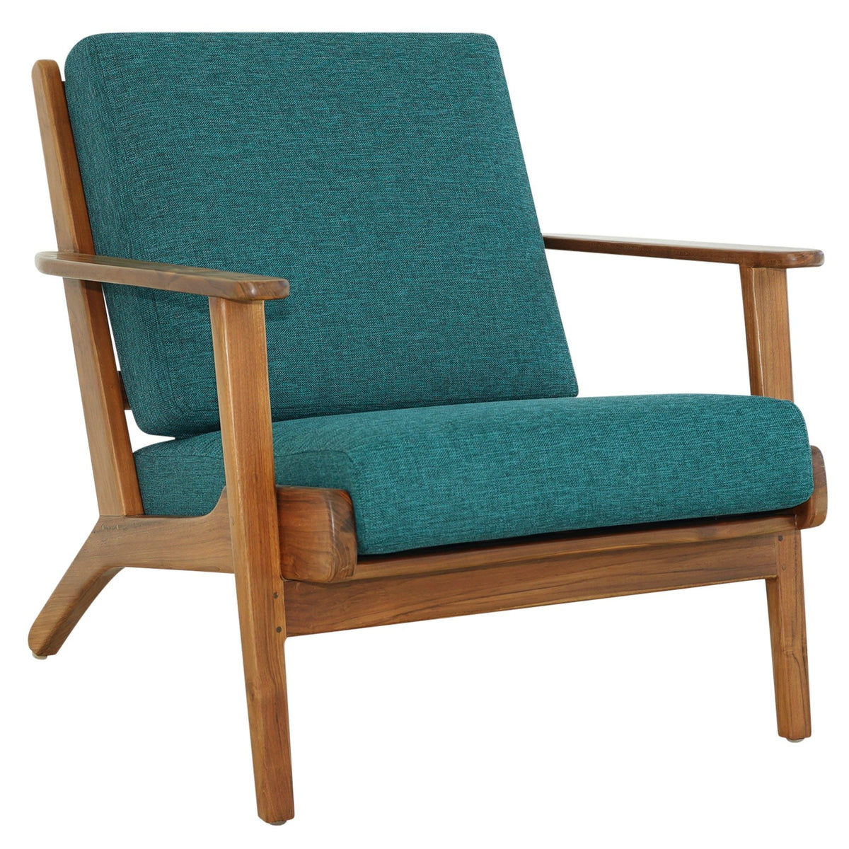 Modern Genuine Lounge Chair with Mid-Century Design - Light Blue