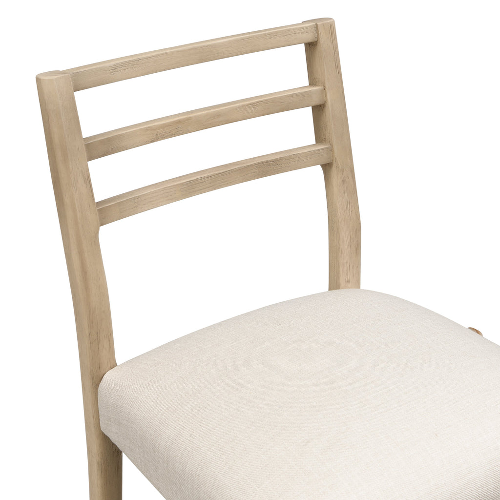 Ladder Back Counter Stool Set with Upholstered Seats - Farmhouse Style