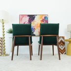 Monza Contemporary Dining Chair Set with Solid Wood Frame - Beige or Dark Green