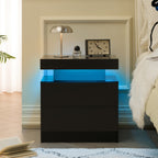 Modern LED Nightstand with 2 Drawers and Adjustable LED Lights - White