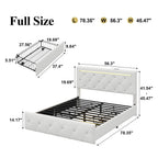Upholstered Storage Bed Frame with LED Lights and Drawers – White or Black