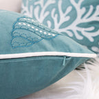 Seashells Pillow Cover with Hidden Zipper - Blue or Light Blue