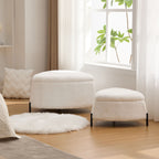 Upholstered Storage Ottoman Set with Reversible Lid - Fabric (Beige, Light Brown, Black)