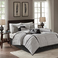 Grey 7 Piece Faux Suede Comforter Set with Pintuck Design - Full