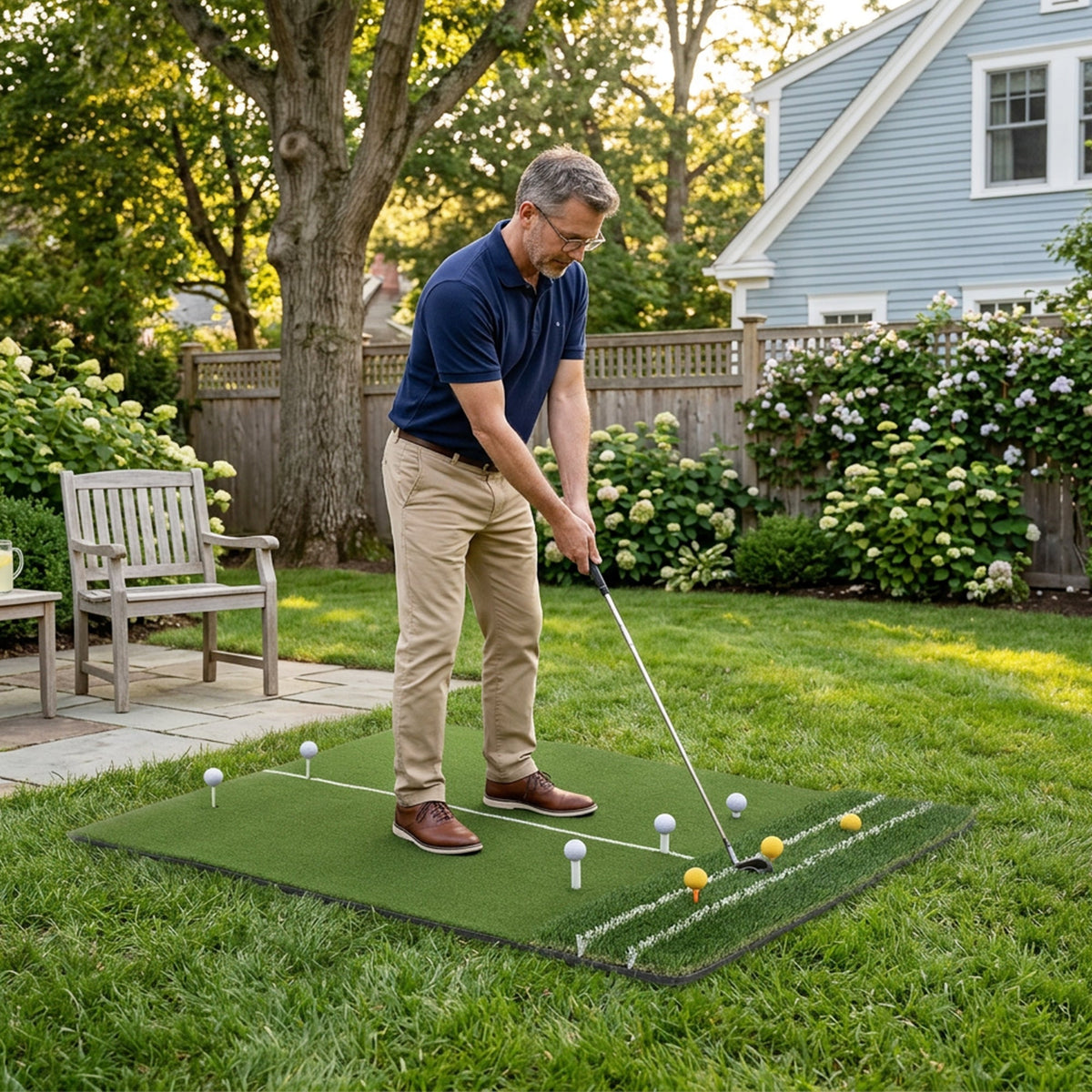 5'x4' Golf Hitting Mat with Guide Line - Heavy Duty Turf Practice