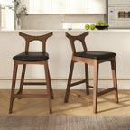 Upholstered Square Bar Chair Set with Solid Wood Frame - Dark Gray or Black