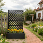 Metal Planter Raised Garden Bed with Trellis - Iron
