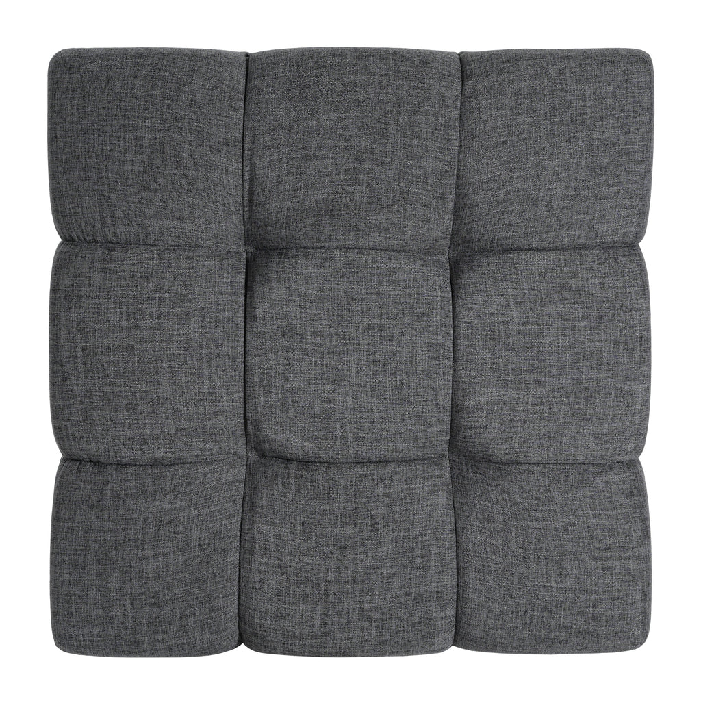 Modern Upholstered Deep Biscuit-style Tufted Ottoman with Square Profile - Gray or White