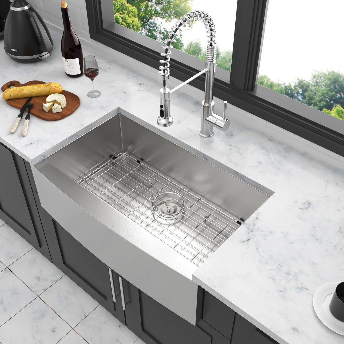 Farmhouse 36" Kitchen Sink with Apron Front - Brushed Nickel