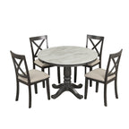 5-Piece Solid Wood Dining Set — White or Dark Gray