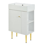 Bathroom Vanity with Single Ceramic Sink and Side Storage - Multiple Colors