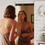 Full Length Wall Mounted Mirror with Shelf and Hook - Dark Brown, White, or Light Brown