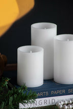 LED Candles With Remote Timer - Set of 3, Paraffin Wax - White