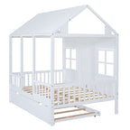 White House Bed with Trundle - Solid Pine, Full or Twin