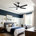 48" Black Ceiling Fan with Dimmable LED Light and Remote Control - Reversible Motor
