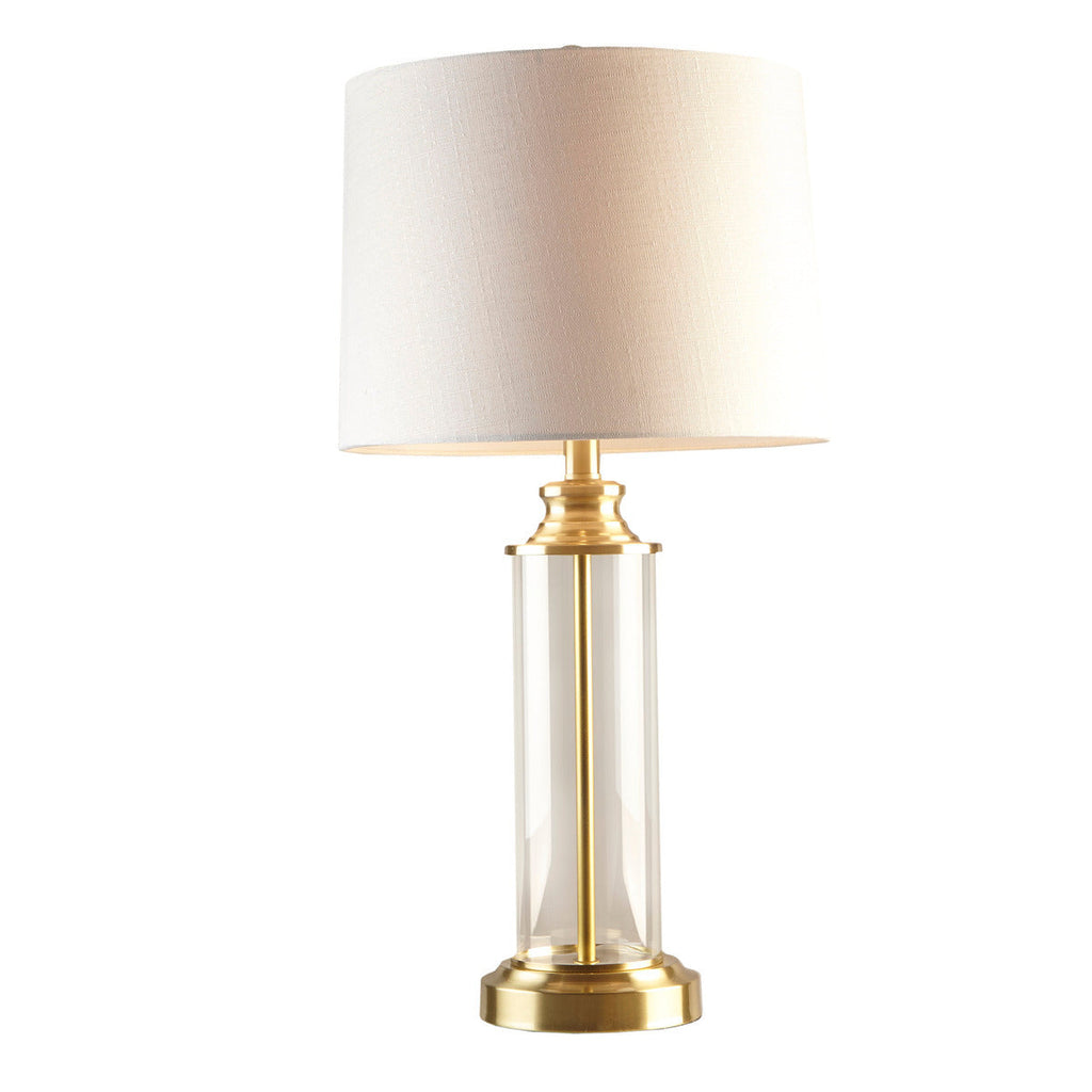 Clarity Glass Cylinder Table Lamp Set of 2 with Gold Accents - Glass/Gold