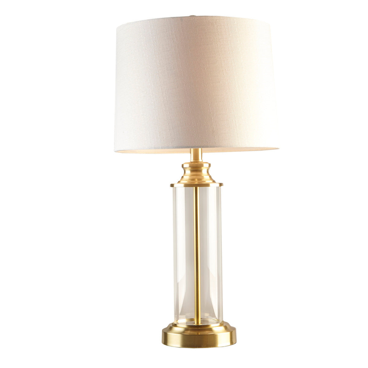 Clarity Glass Cylinder Table Lamp Set of 2 with Gold Accents - Glass/Gold