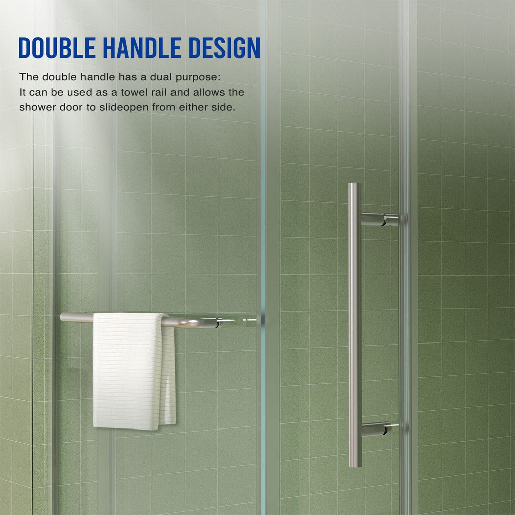 Pearl Silver Sliding Frameless Shower Door with Easy Clean Tempered Glass